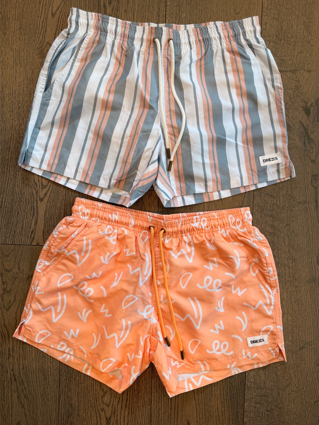 Drew’s Striped & Coral Men's Swim Trunks - Pack